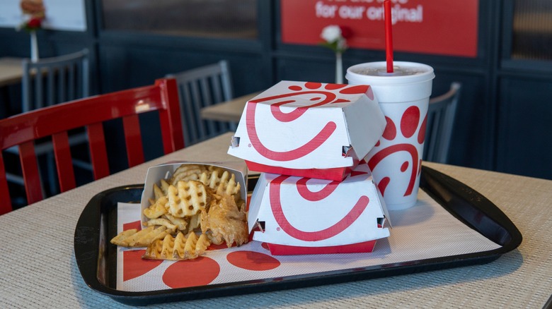 Chick-fil-A meal on tray in the restaurant