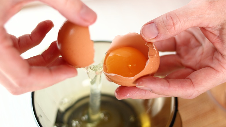 separating an egg by hand