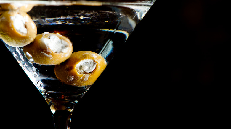 Martini with blue cheese stuffed olives