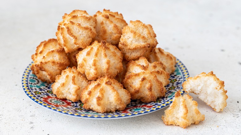Plate of toasted coconut macaroons