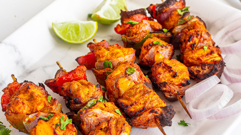 Tandoori chicken on skewers