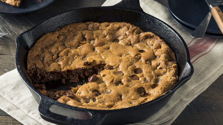 Chocolate chip skillet cookie