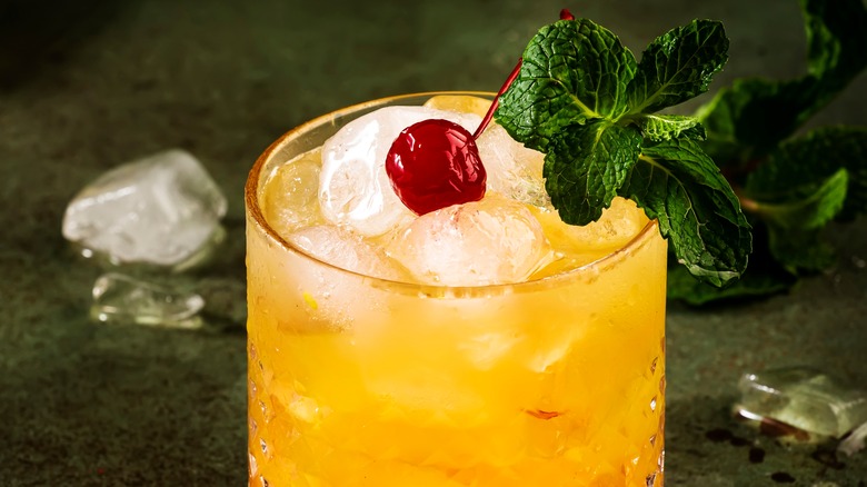 Rum cocktail with cherry