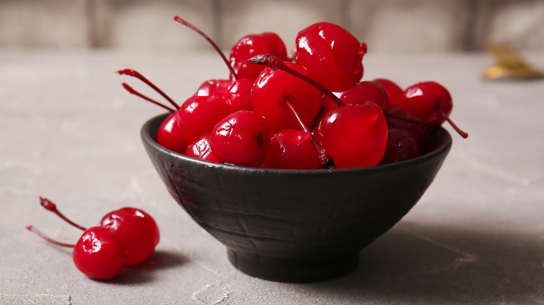 Bowl of maraschino cherries