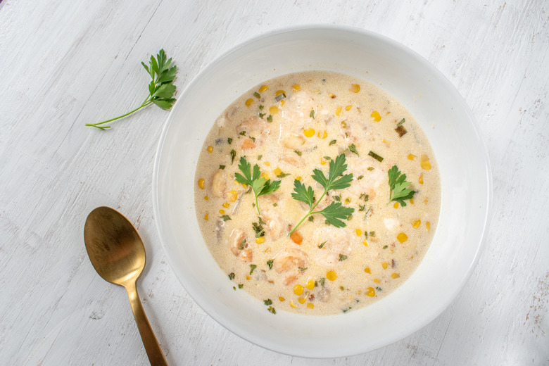 Sweet corn and clam chowder