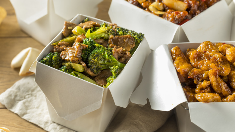 leftover Chinese food in take out containers