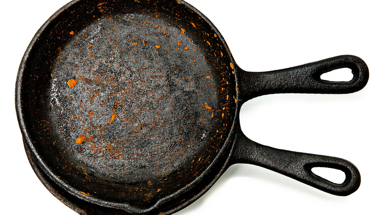 Dirty, rusted skillets