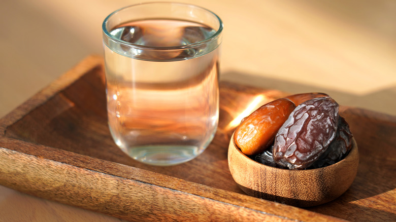 dates and water glass