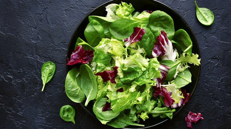 bowl of mixed leaves