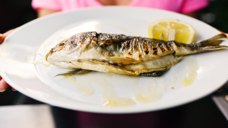 grilled whole sea bream