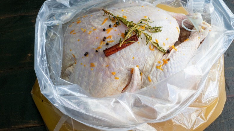 Turkey in brine bag