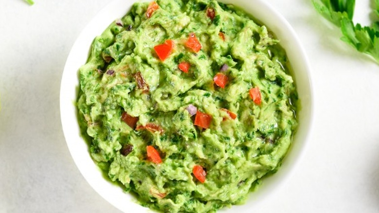 White bowl with guacamole