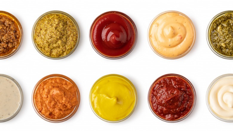 Variety of condiments in bowls