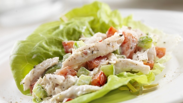 Turkey salad lettuce wrap