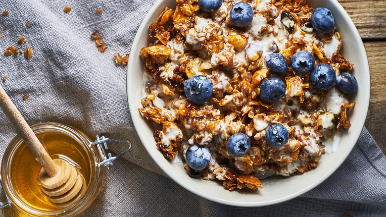 Granola with honey and fruit 