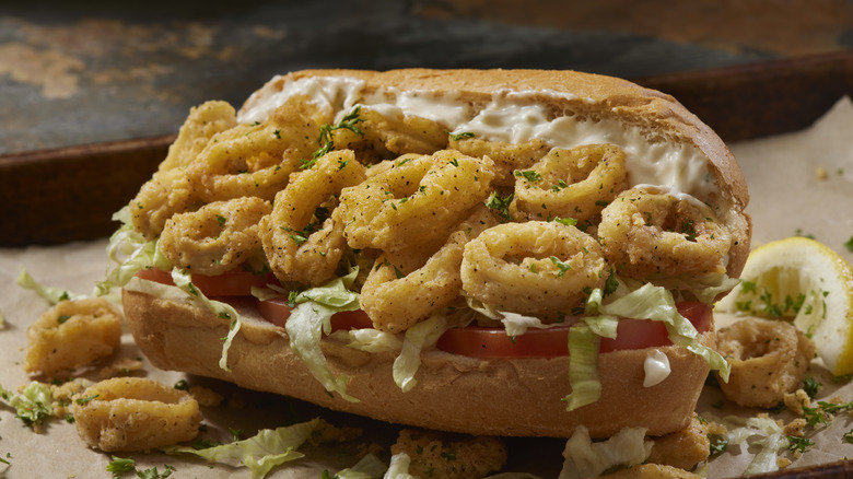 Fried calamari poboy