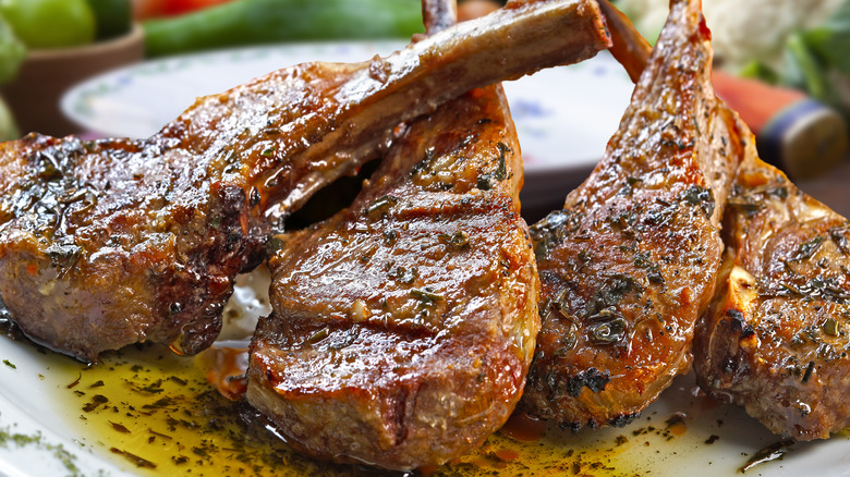 Seasoned and cooked lamb chops