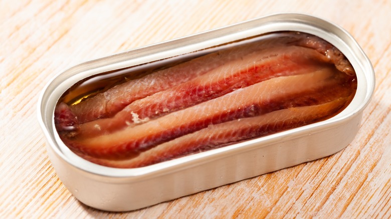 Canned anchovies in oil