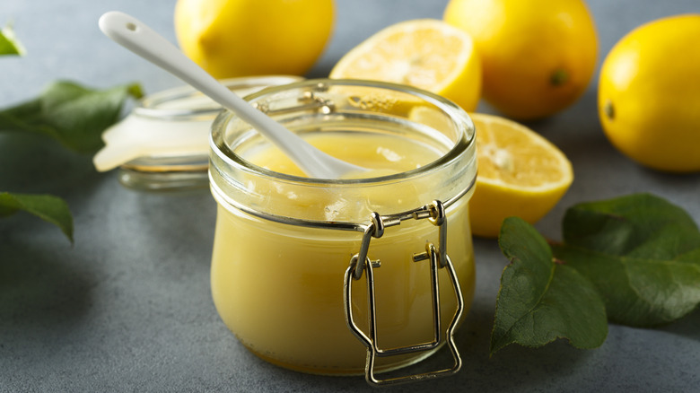 Jar of homemade lemon curd