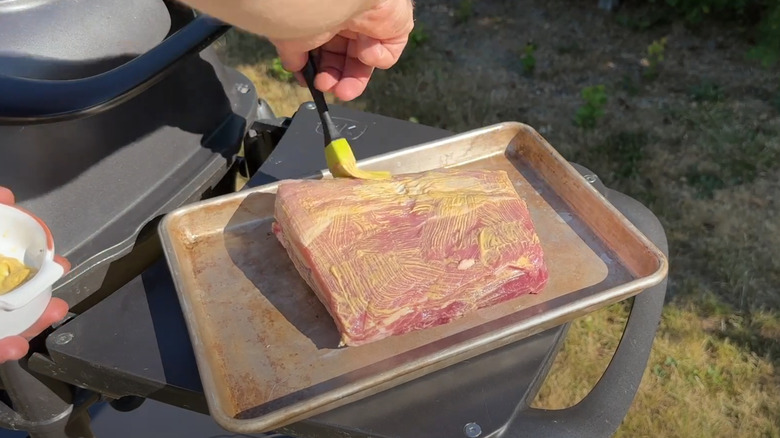 Meat glazed with lemon curd