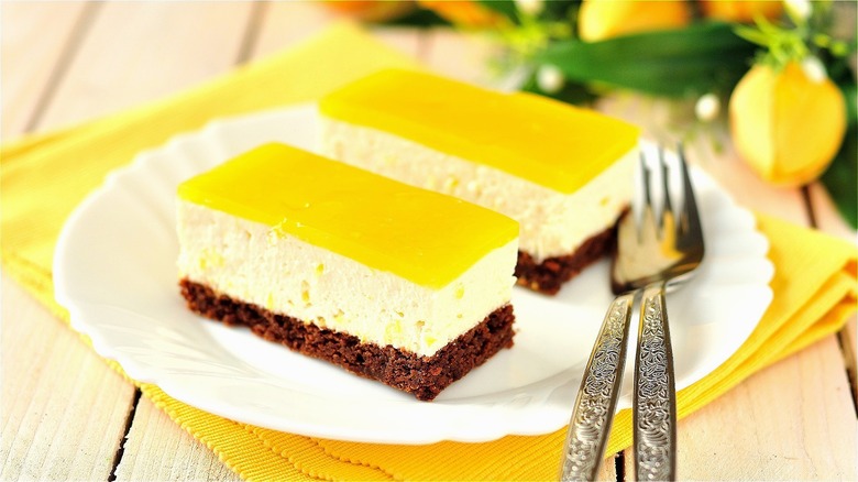 Chocolate lemon squares with forks 