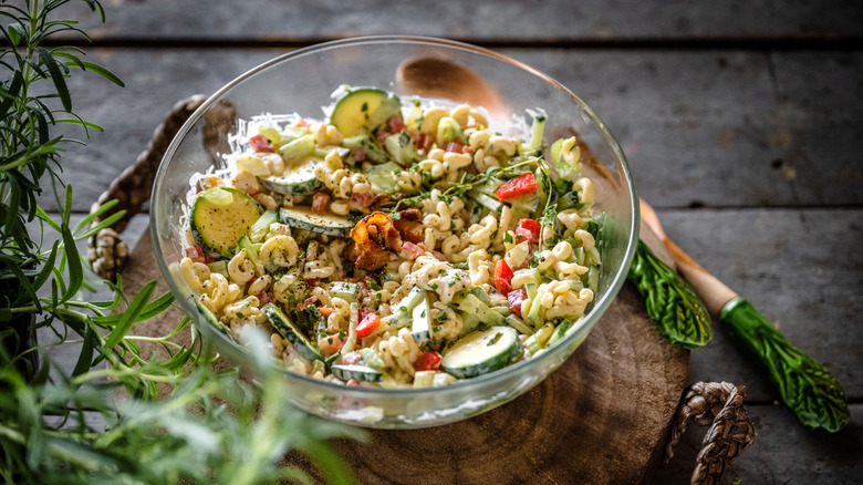 Macaroni salad in a bowl