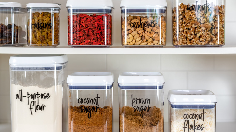 Baking ingredients stored in airtight containers