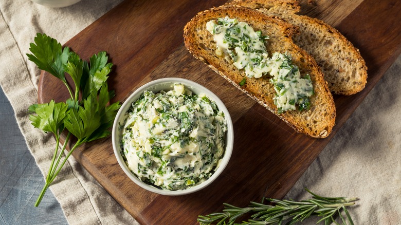 garlic herb butter and bread