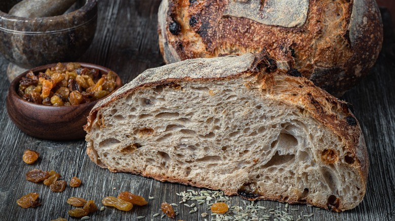 Sourdough loaf with raisins