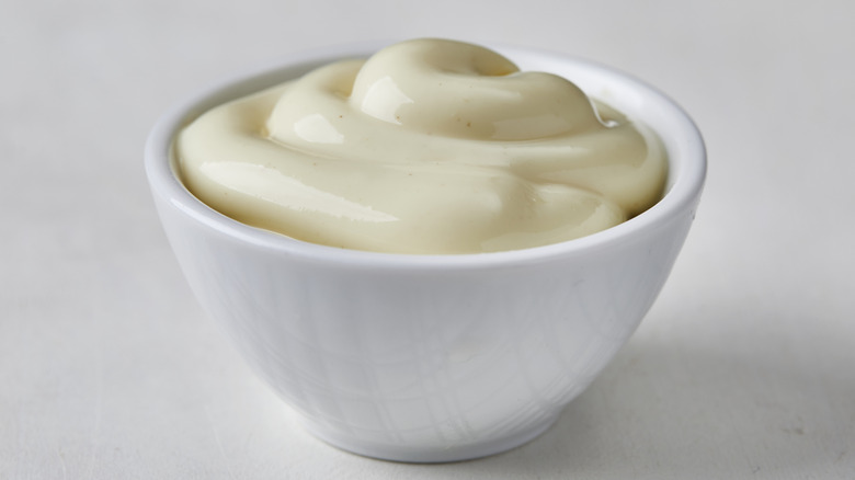 mayo in a white sauce dish