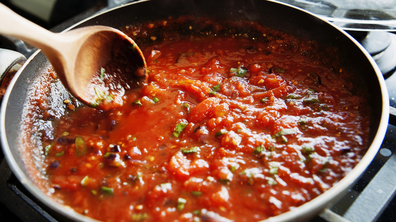 tomato sauce in a pan