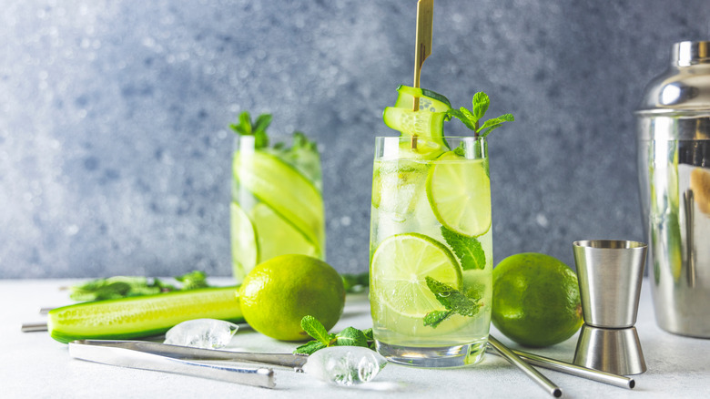 cucumber lime mojito cocktails