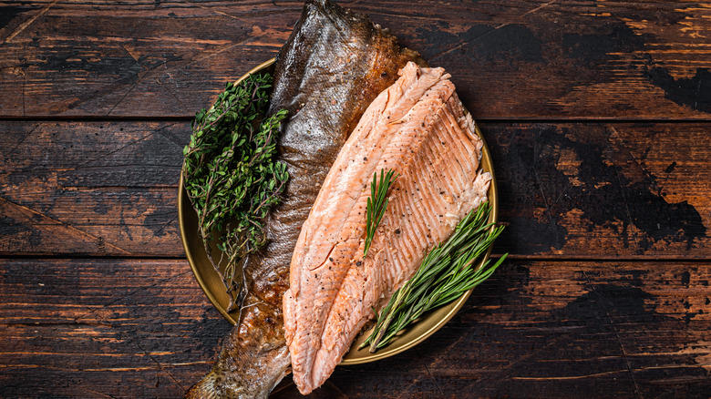 trout and rosemary on a plate