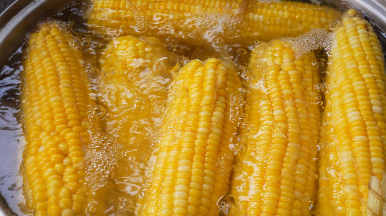 Corn in boiling water