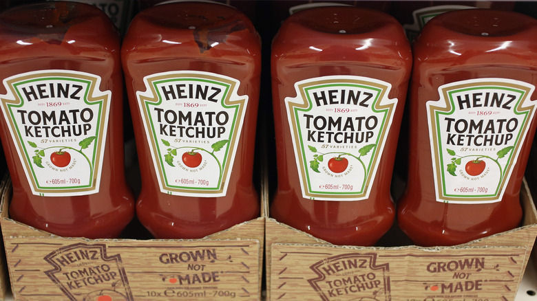 Ketchup bottles upside-down