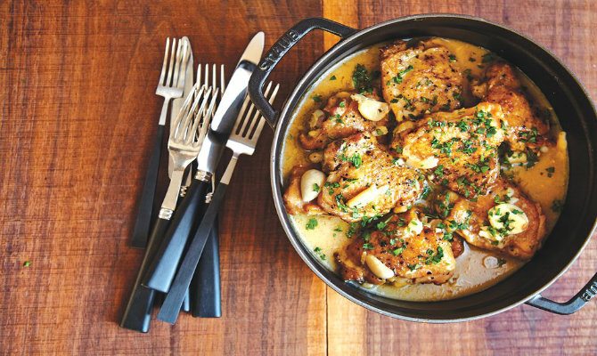 Chicken with Champagne And 40 Cloves Of Garlic image